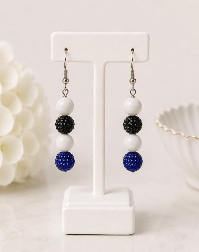 Beaded Rhinestone Dangle Earrings – Colorful Drop Earrings, ~2"