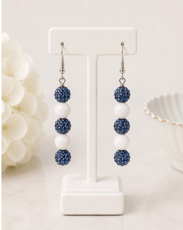 Beaded Rhinestone Dangle Earrings – Colorful Drop Earrings, ~2"