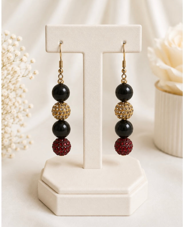 Beaded Rhinestone Dangle Earrings – Colorful Drop Earrings, ~2"