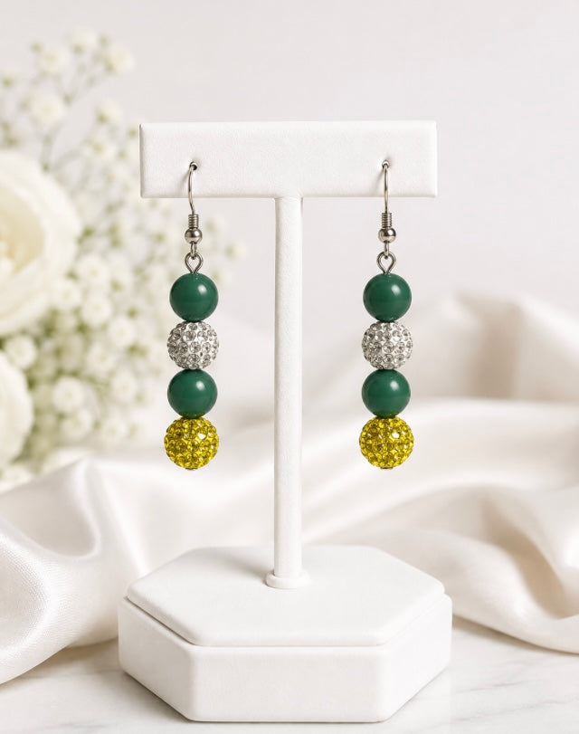 Beaded Rhinestone Dangle Earrings – Colorful Drop Earrings, ~2"