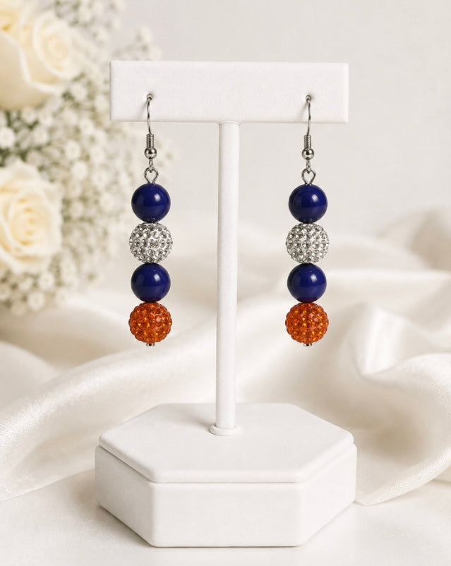 Beaded Rhinestone Dangle Earrings – Colorful Drop Earrings, ~2"