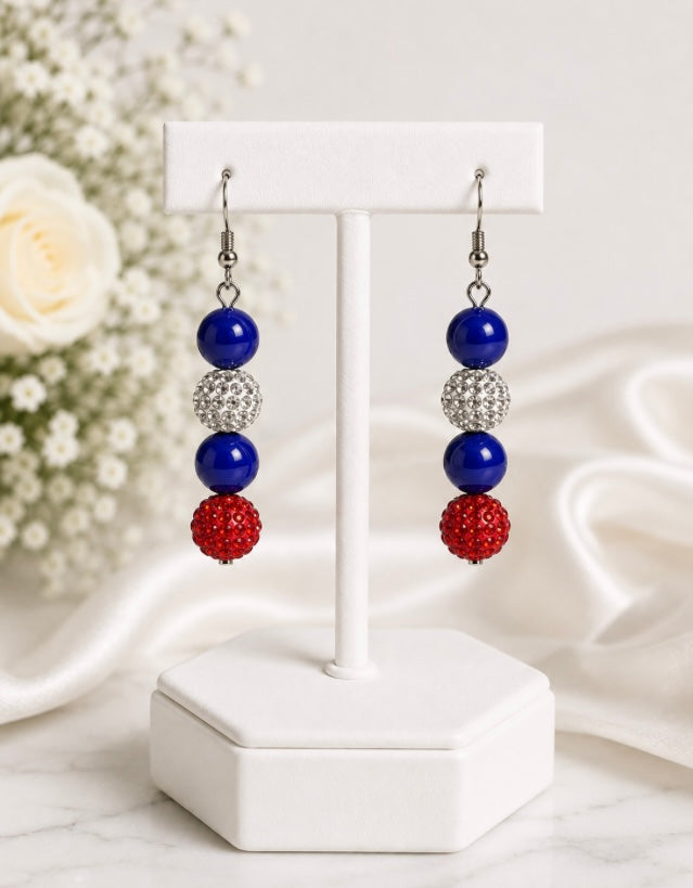 Beaded Rhinestone Dangle Earrings – Colorful Drop Earrings, ~2"