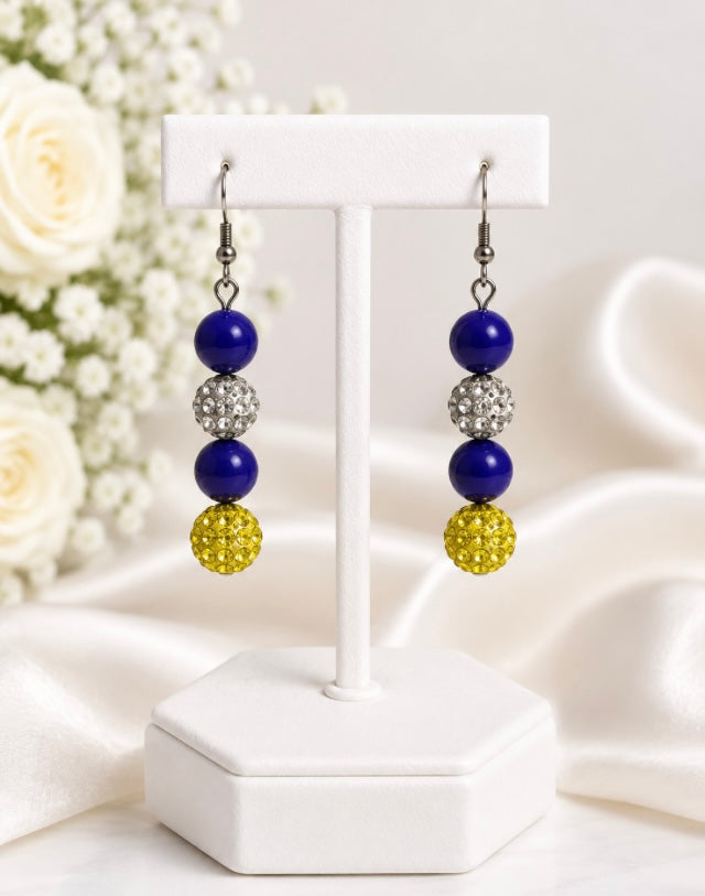 Beaded Rhinestone Dangle Earrings – Colorful Drop Earrings, ~2"