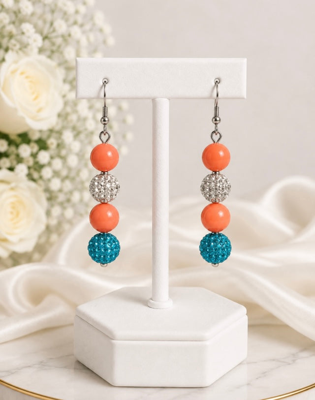 Beaded Rhinestone Dangle Earrings – Colorful Drop Earrings, ~2"
