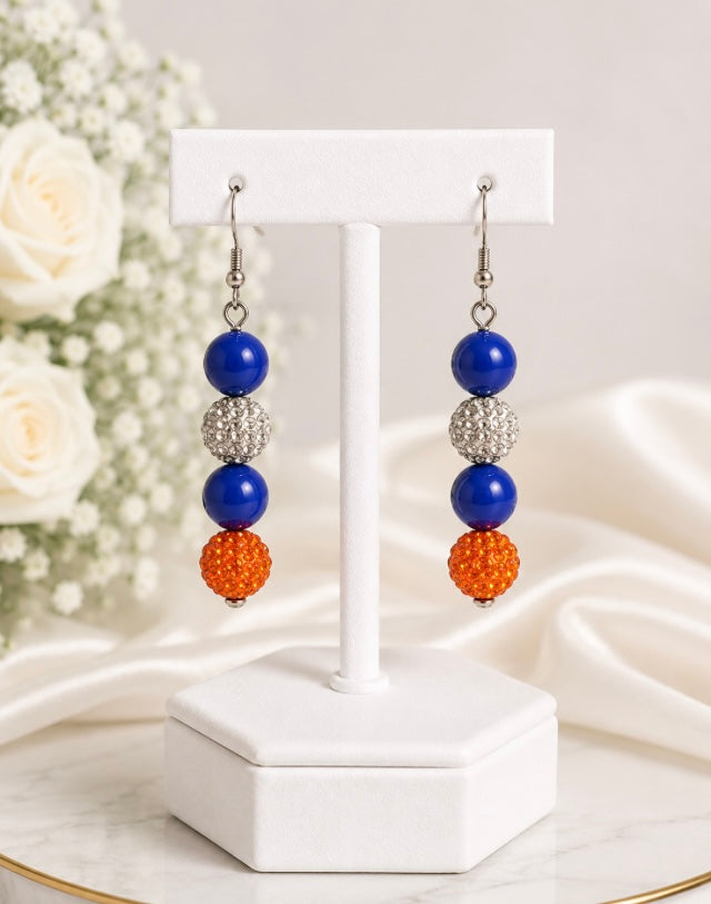 Beaded Rhinestone Dangle Earrings – Colorful Drop Earrings, ~2"