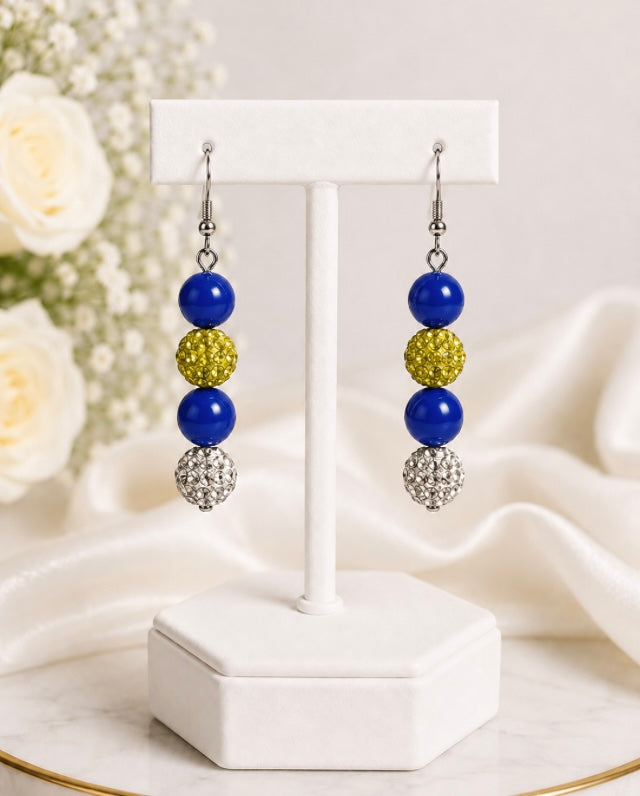 Beaded Rhinestone Dangle Earrings – Colorful Drop Earrings, ~2"